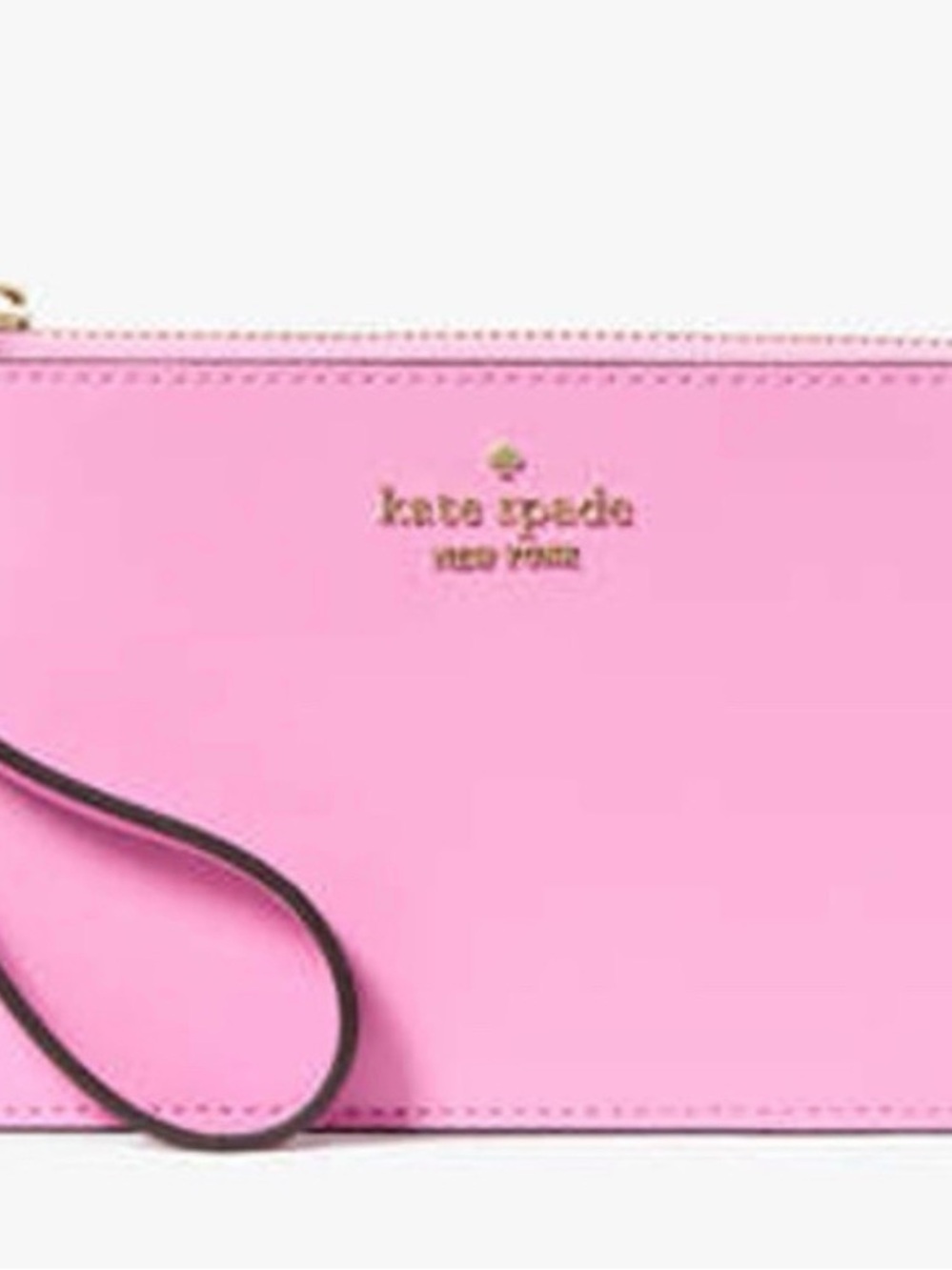 Kate Spade Pink Zip Wristlet with Gold Logo